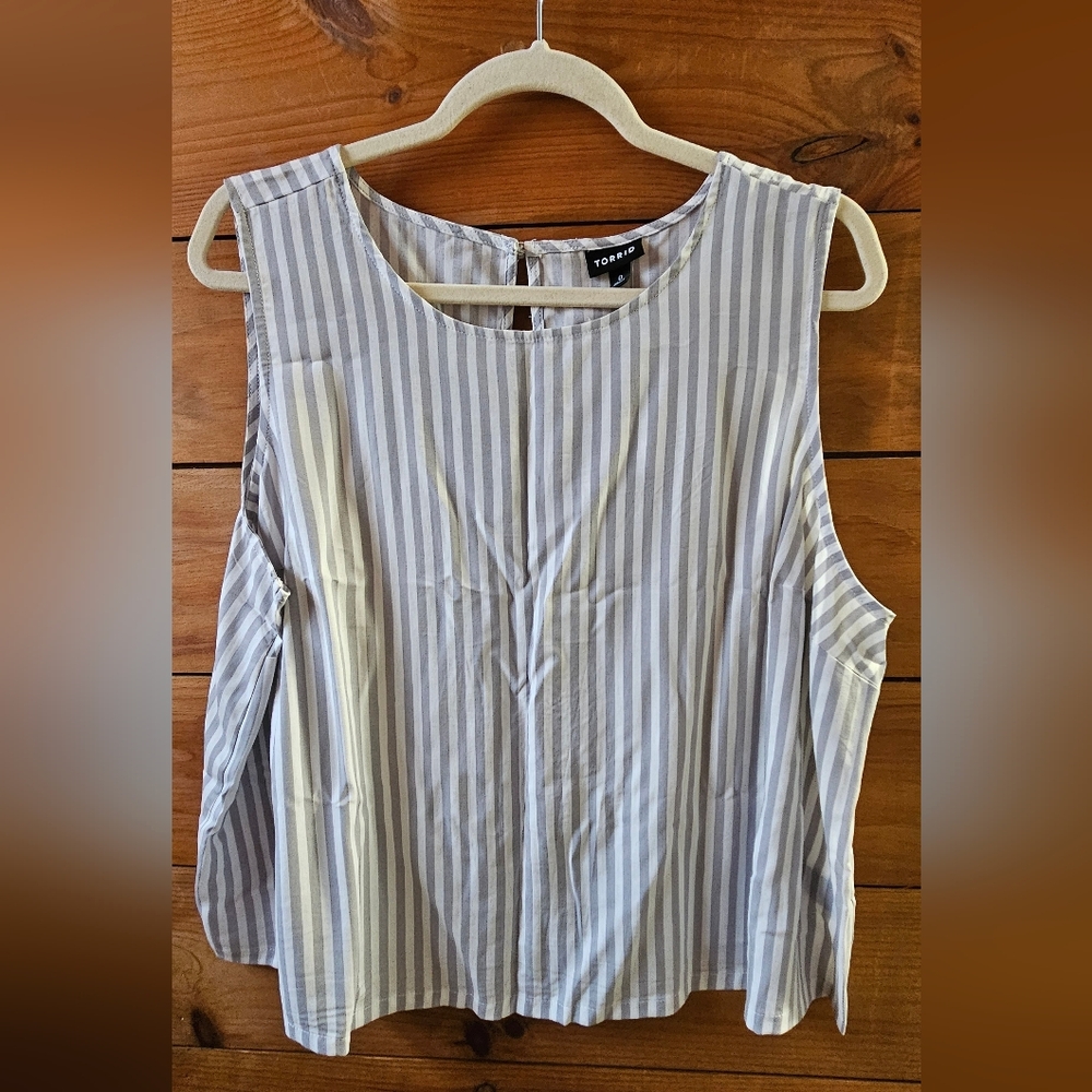 Torrid Gray and White Striped Blouse
